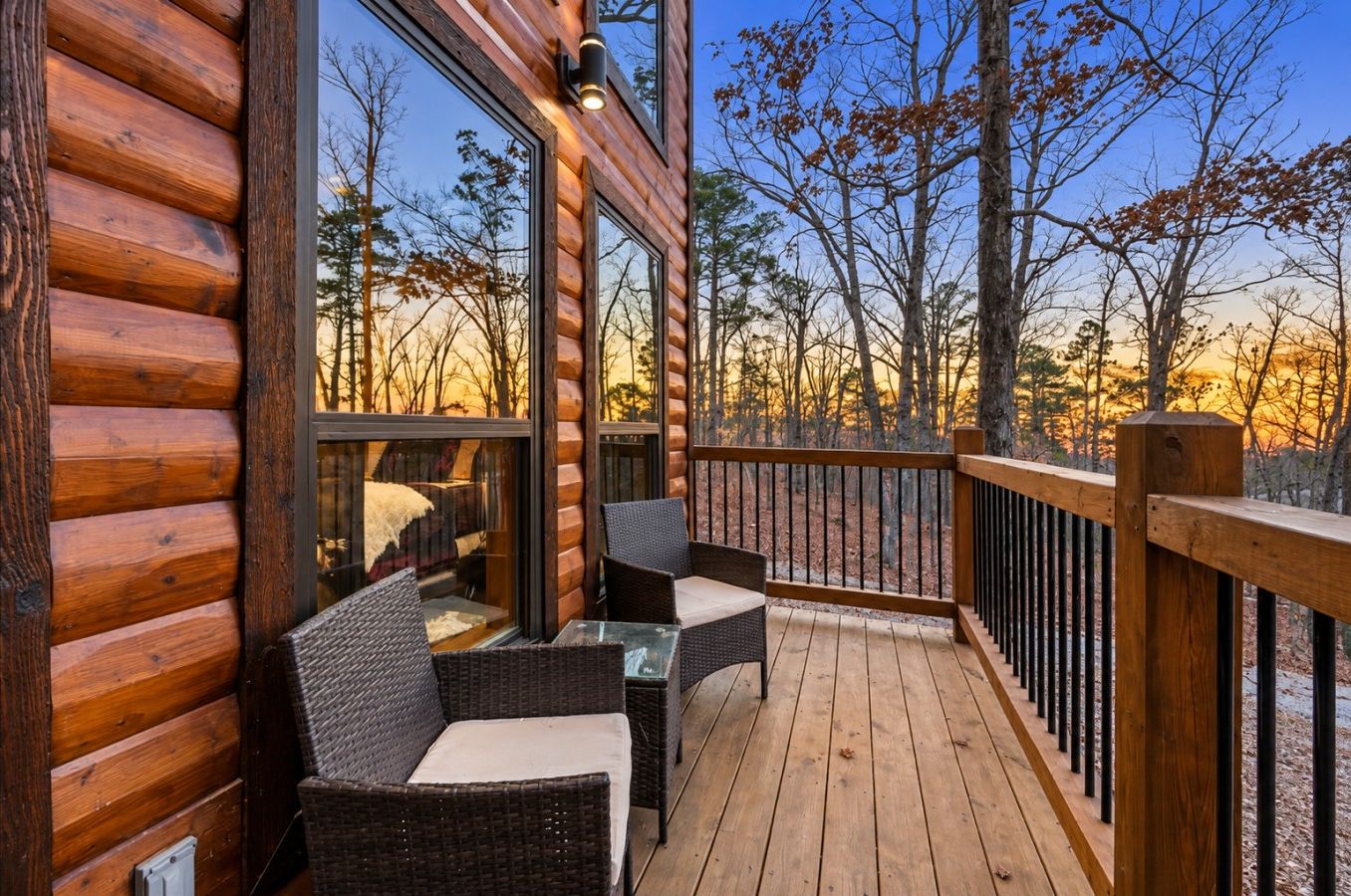 Rustic Cabin Front Sitting Deck