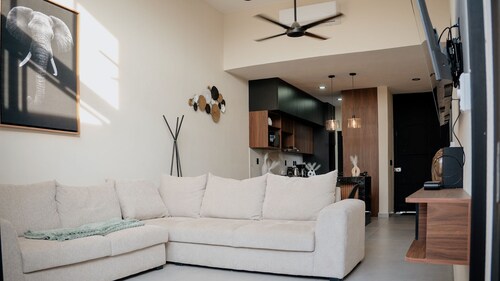Modern house with a private garden and double-height ceiling in Comala