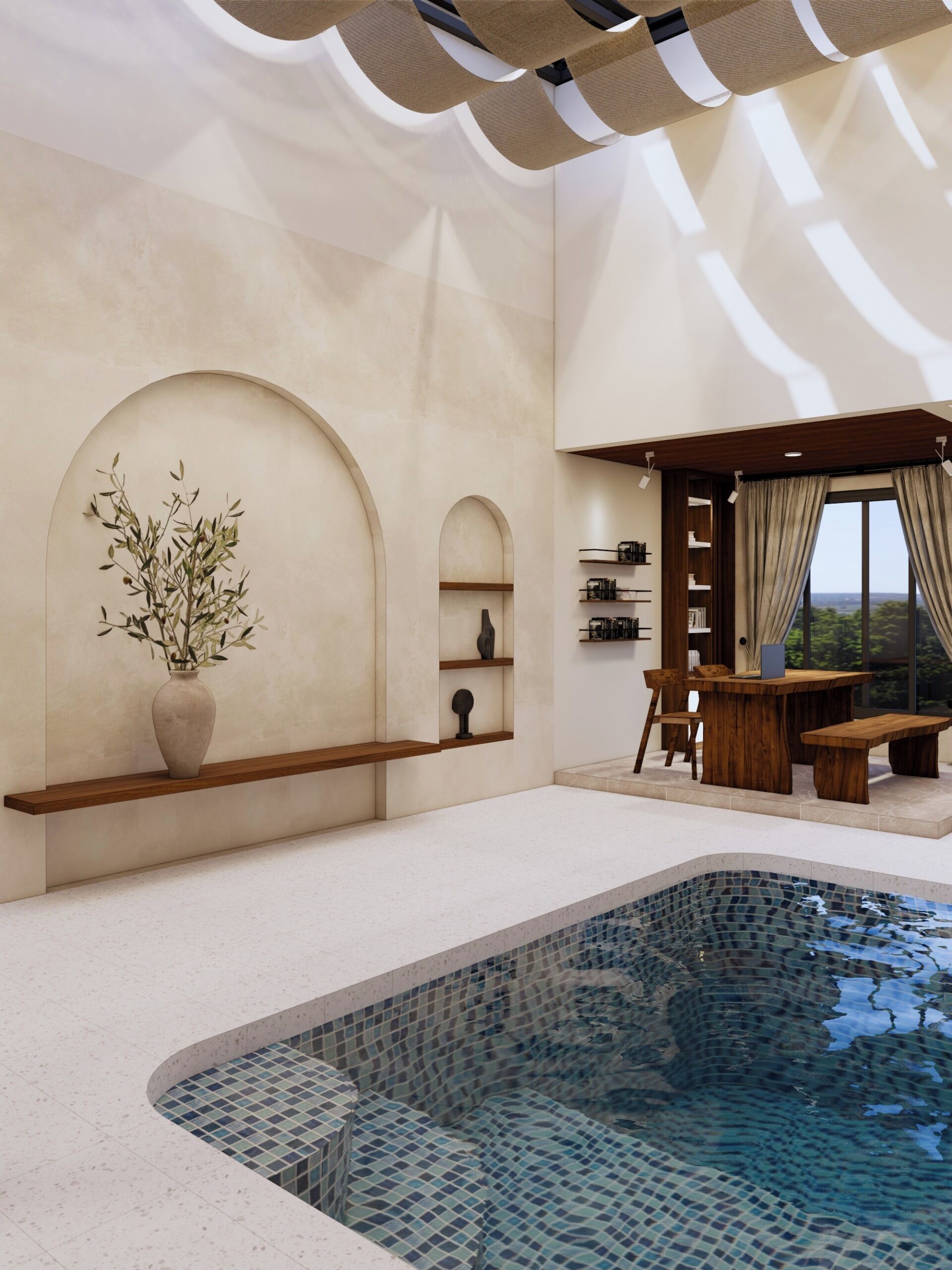 Luxury Double Room, 1 Queen Bed, Park View, Courtyard Area | Pool | Indoor pool, outdoor pool