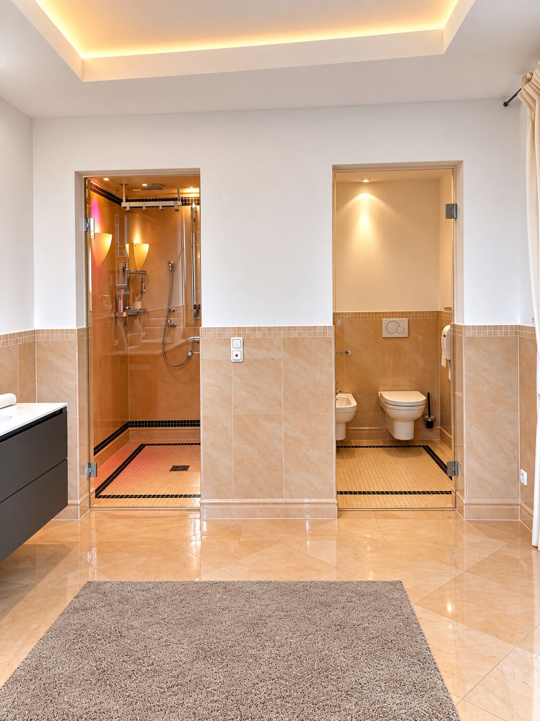 Suite, 3 habitaciones | Baño | Ducha, artículos de higiene personal gratuitos y secador de pelo
