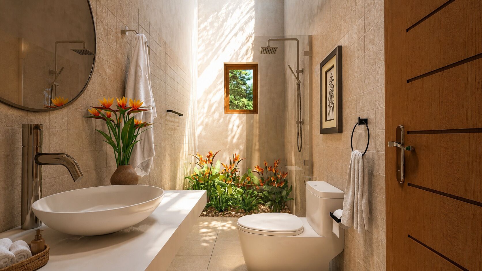 Douche, sèche-cheveux, serviettes fournies, papier toilette