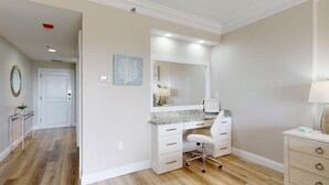 A modern bathroom with a vanity, mirror, and a shower area. - Summit 0908A Romantic Gulf-View Studio at TOPS'L Resort (Miramar Beach)