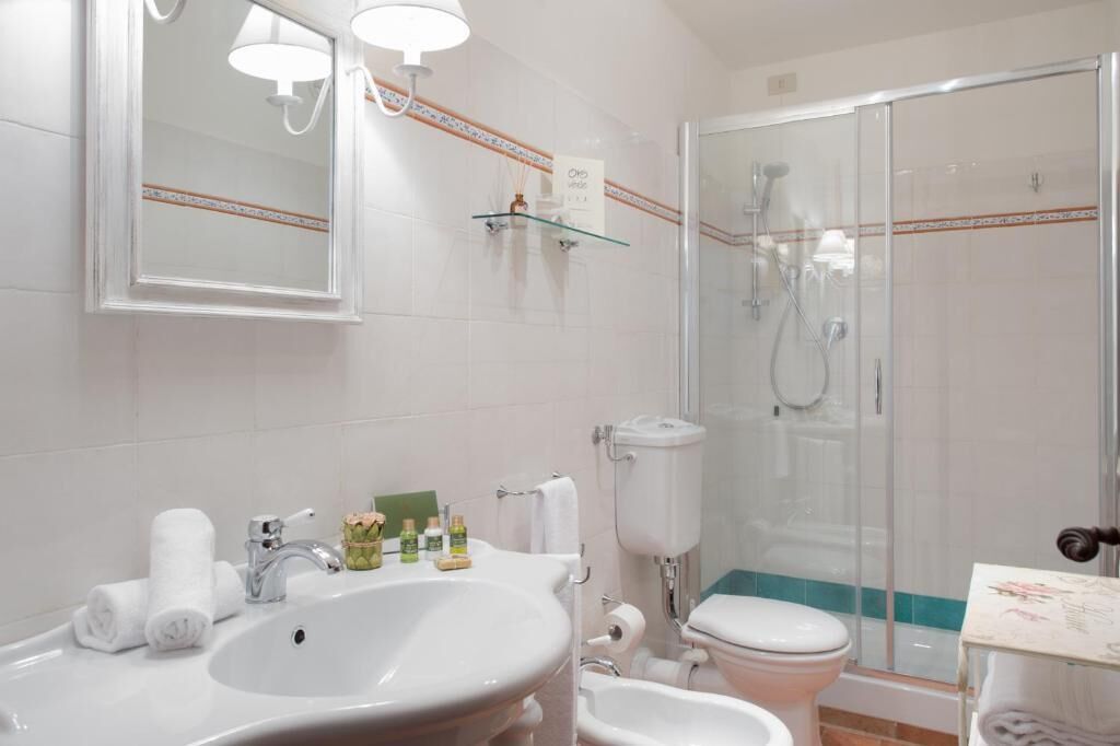 Apartamento standard, vista para a colina | Banheiro | Chuveiro, secador de cabelo, bidê, toalhas de banho