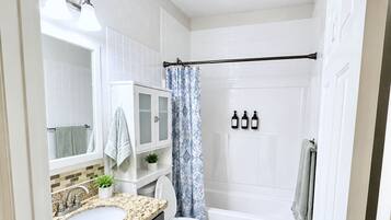 Shower, bidet, towels, soap