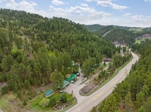 Aerial view - The Pondo: Cabin 2 King size bed, near Deadwood (Lead)