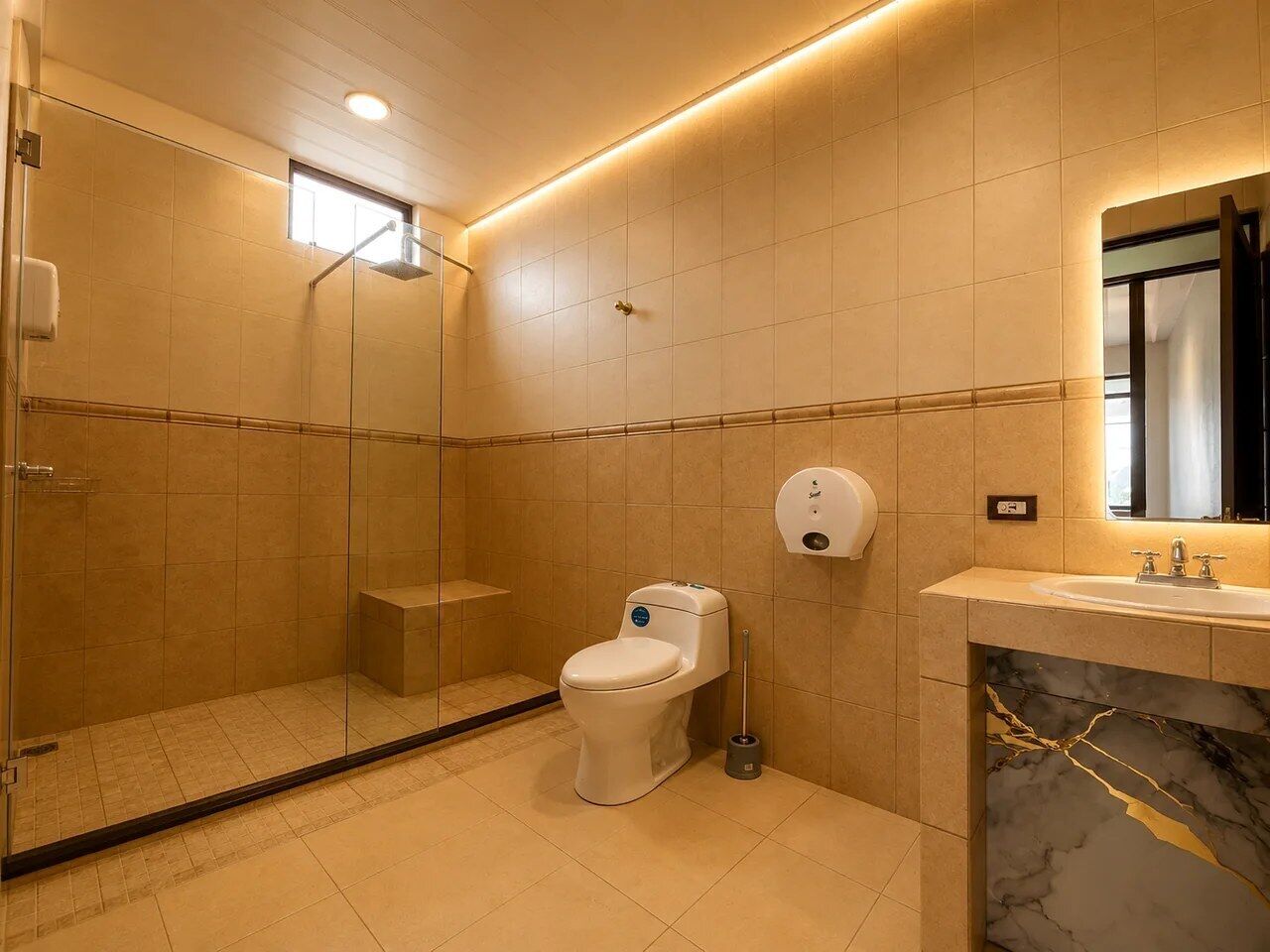 Quadruple Room, 2 Double Beds, Non Smoking | Bathroom | Soap, shampoo, toilet paper