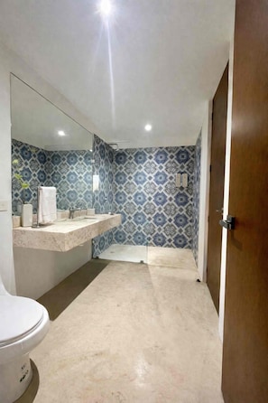 Shower, hair dryer, towels, soap - House in Centro: Pool, Garden, Terrace, and Rooftop (Mérida)
