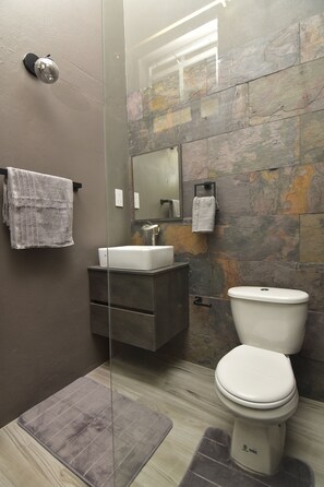 Shower, hair dryer, towels, soap - Lovely 1-bedroom apartment with King bed and AC in charming Monchy (Monchy)