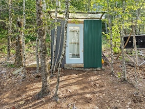 Exterior detail - Off grid hike-in Tranquil tipi lodge on mountainside with views (Orland)