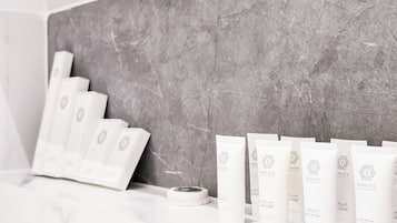 Deluxe Apartment | Bathroom amenities | Shower, hair dryer, towels, soap