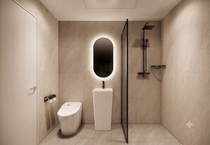 Standard Double Room, City View | Bathroom | Free toiletries, hair dryer, towels, soap - HotelArena514 (Seoul)
