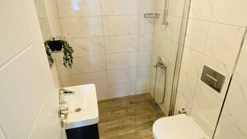 Junior Double Room | Bathroom | Shower, free toiletries, hair dryer, towels