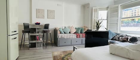 Desk, iron/ironing board, travel crib, WiFi