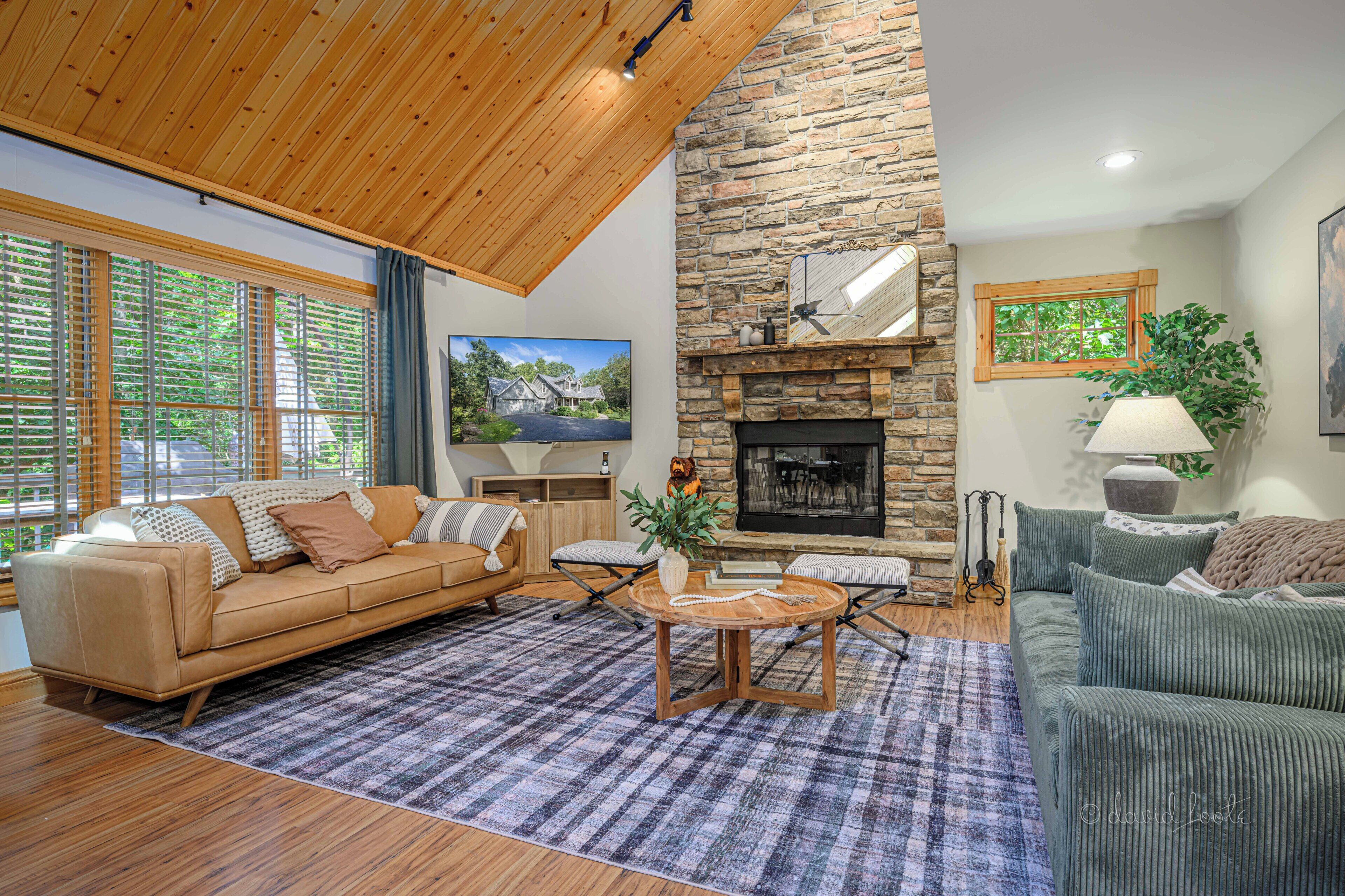 Smart TV, fireplace, video games