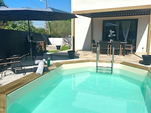 Terrace/patio - Aniane villa for 6 people with a pool and air conditioning. Hérault Valley. Devil's Bridge, (Aniane)