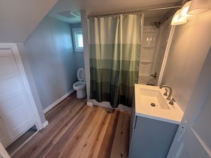 Shower, towels, soap, toilet paper - Completely Remodeled Waterfront St. Clair River Retreat. 2 Homes Included (Algonac)