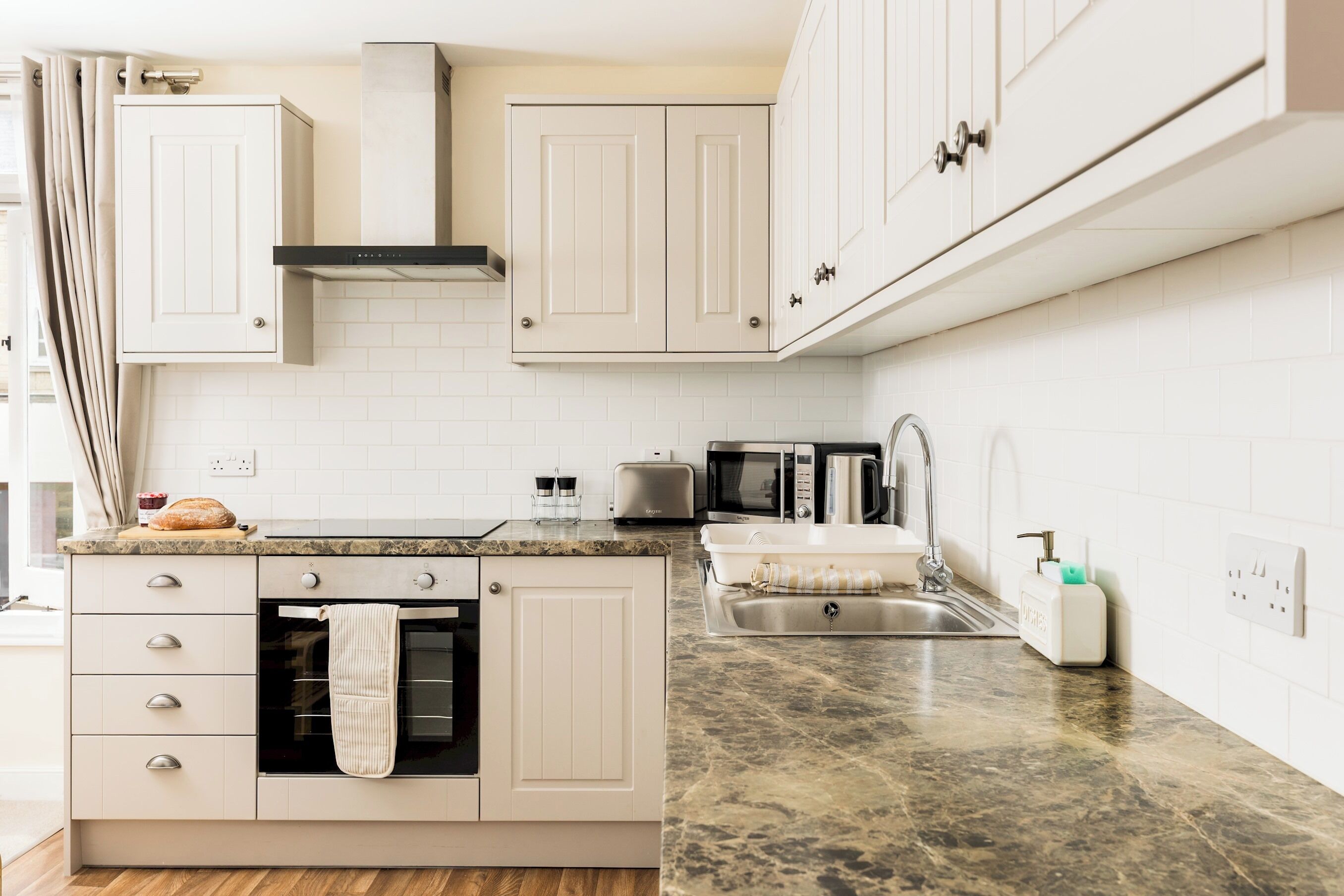 Fridge, microwave, oven, toaster