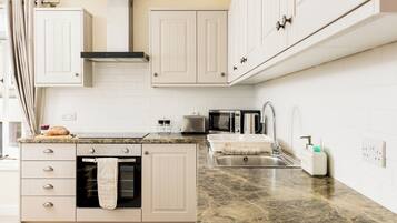 Fridge, microwave, oven, toaster