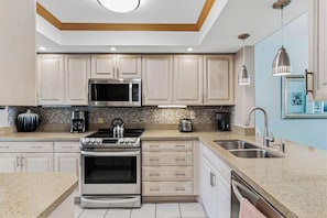 Coffee/tea maker, fridge, microwave, oven - Gulf Front Getaway! Sand Castle I 307 (Indian Shores)