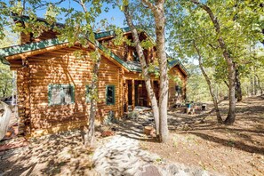 A log cabin with a porch, surrounded by trees. - The Cub Inn - Groveland (Groveland)