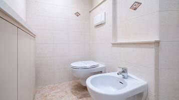 Dusche, Haartrockner, Bidet, Handtücher