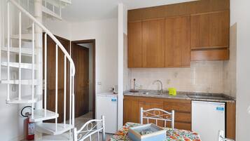 Fridge, stovetop, cookware/dishes/utensils, spices