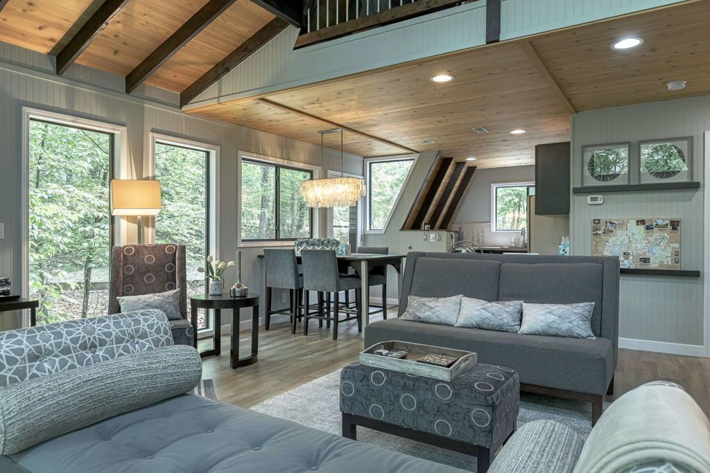 TV, fireplace, books