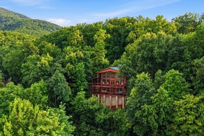 A wooden cabin surrounded by dense forest. - High Smokies Lodge: Game Room, Hot Tub, Pet-Friendly (Sevierville)