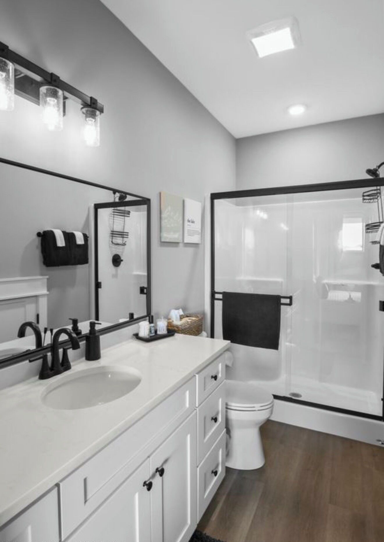 Shower, towels, toilet paper