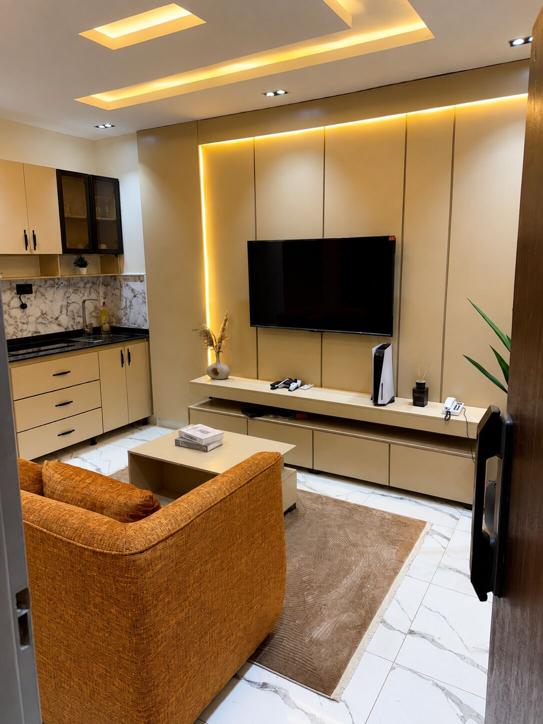 Apartment, 1 Queen-Bett, Nichtraucher, Stadtblick | Wohnbereich