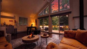 Smart TV, fireplace, video games