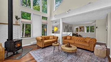 Smart TV, fireplace, video games