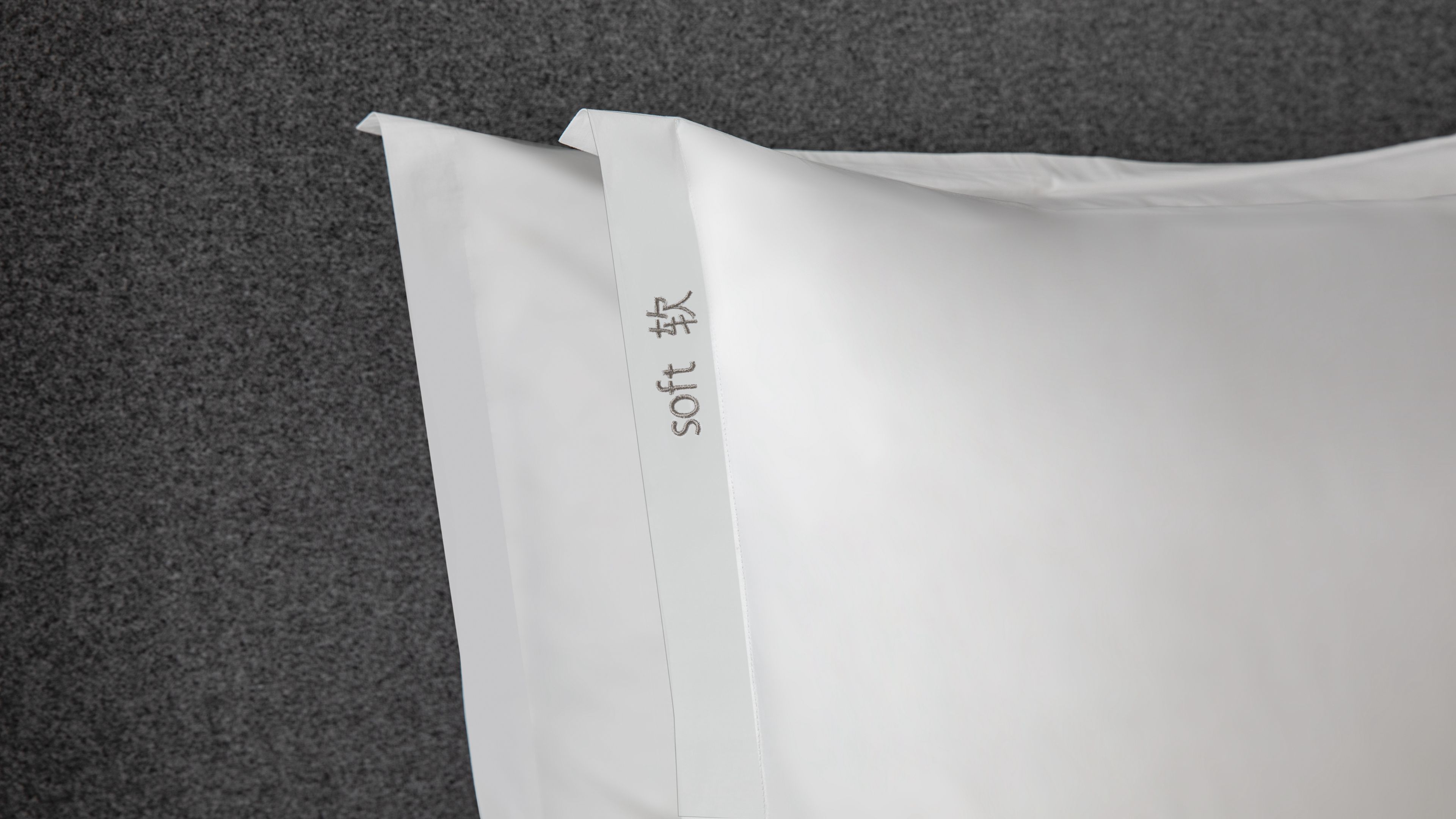Una bolsa de papel blanca con una línea vertical y texto.