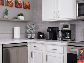 Start your morning at the dedicated coffee station with drip and single-serve coffee makers. - Heated Pool | Putting Green | Game Room | Pets OK (Gilbert)