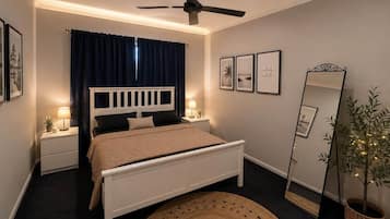4 bedrooms, iron/ironing board, WiFi, bed sheets