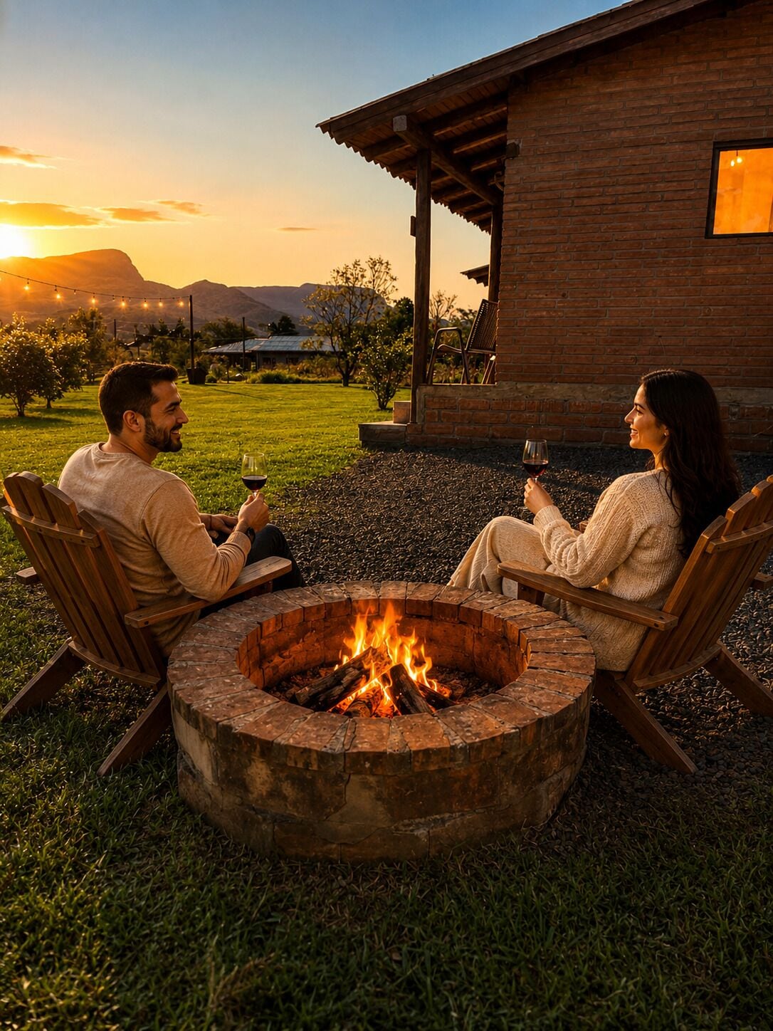 Chalé luxo, vista para a montanha | Área de estar