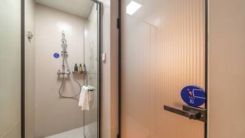 City View Twin Room | Bathroom | Shower, hair dryer, slippers, towels