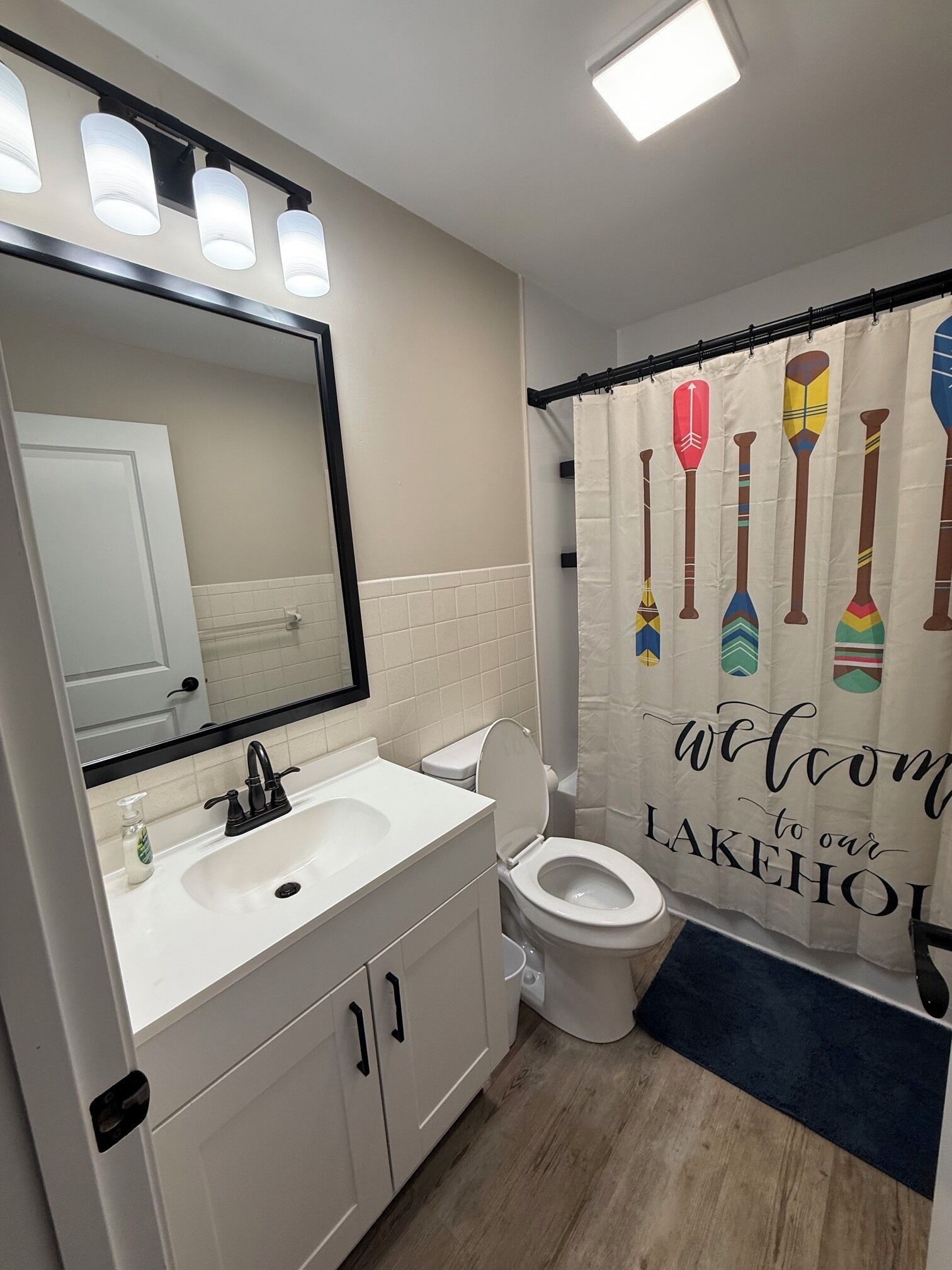 Hair dryer, towels, toilet paper