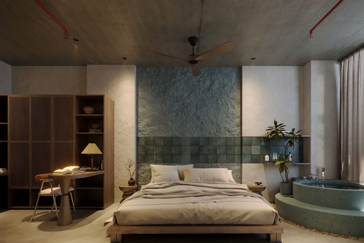 Luxury Apartment, City View | Peralatan tempat tidur premium, busa memori, bar mini, meja 