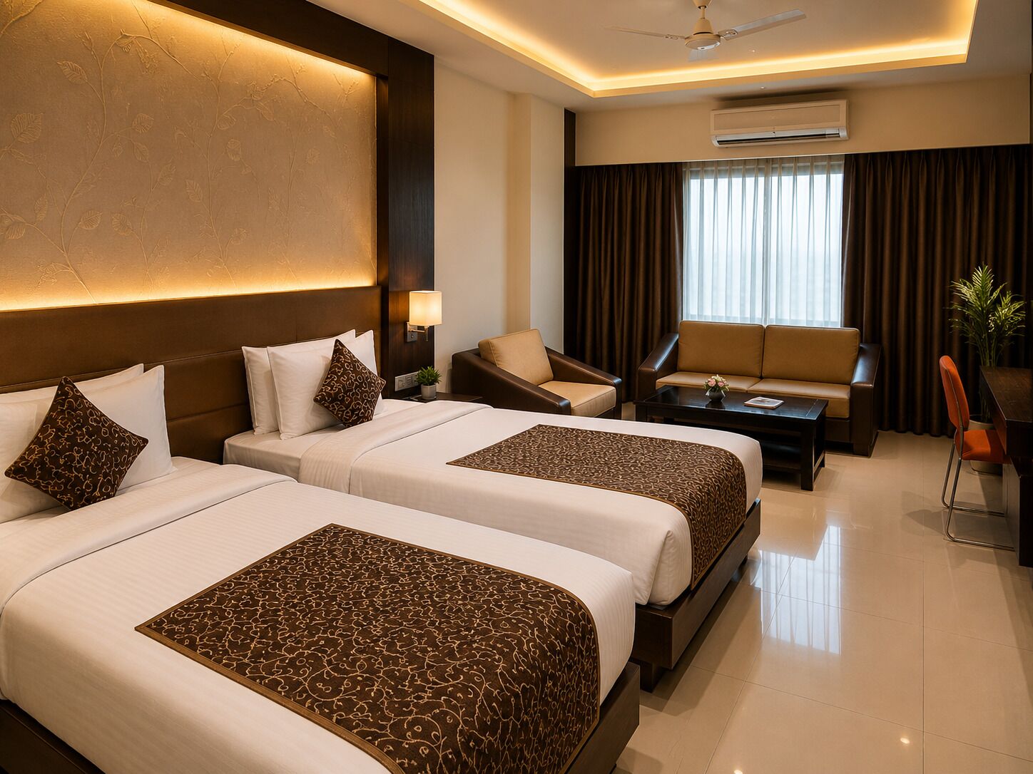 Double or Twin Room, City View | Desk, laptop workspace, WiFi (free)