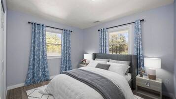 4 bedrooms, iron/ironing board, travel crib, WiFi