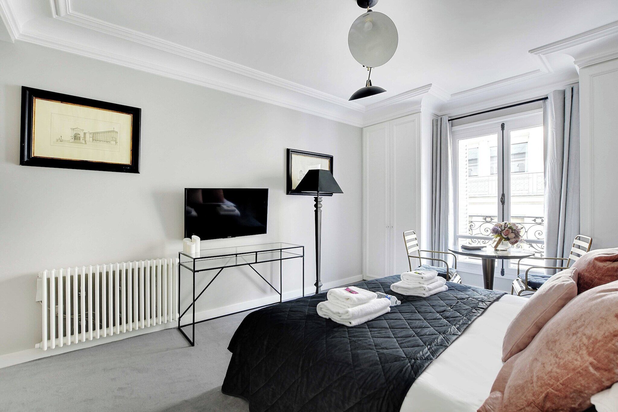 Desk, iron/ironing board, internet, bed sheets