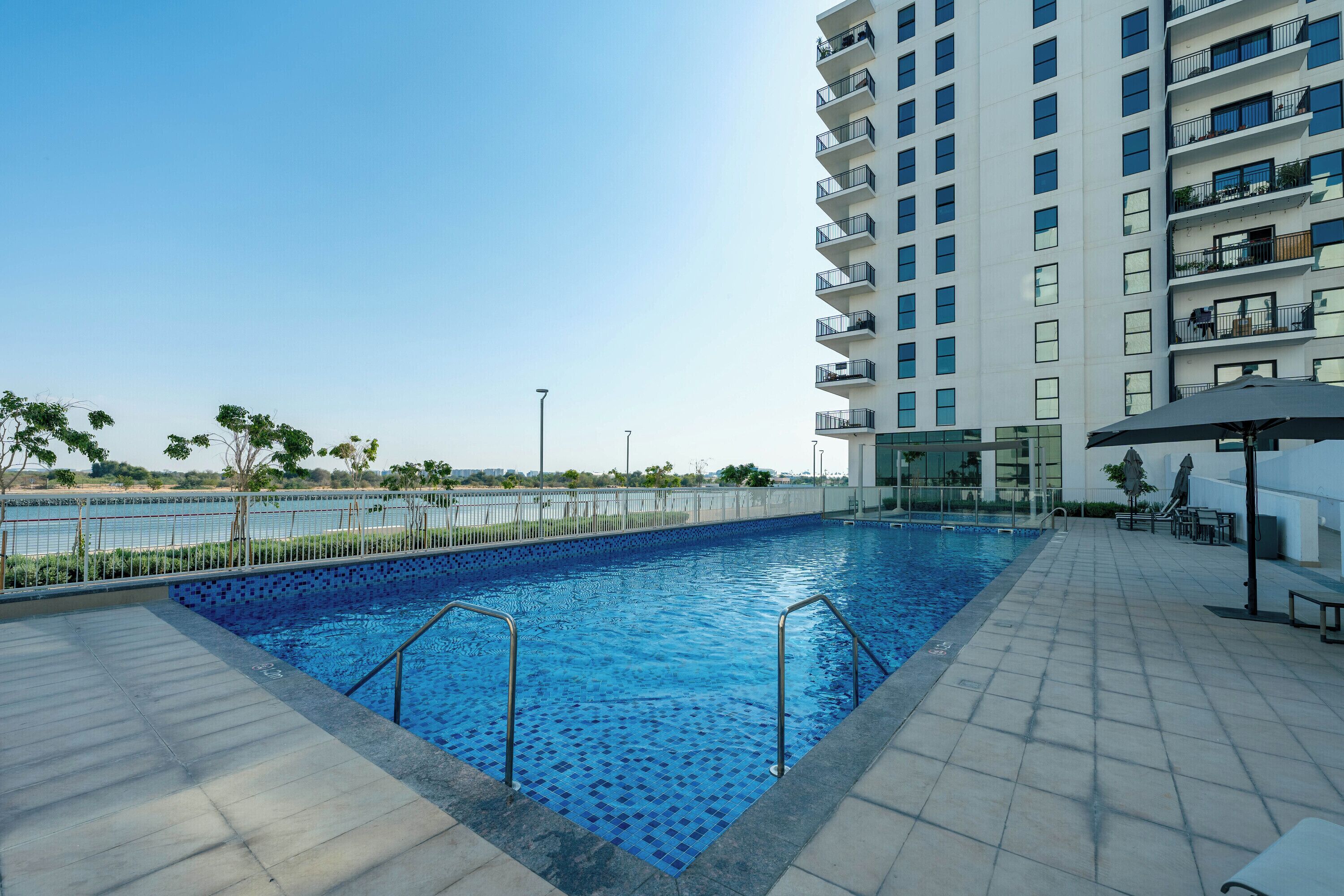 Outdoor pool, pool loungers