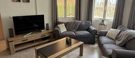 TV, fireplace