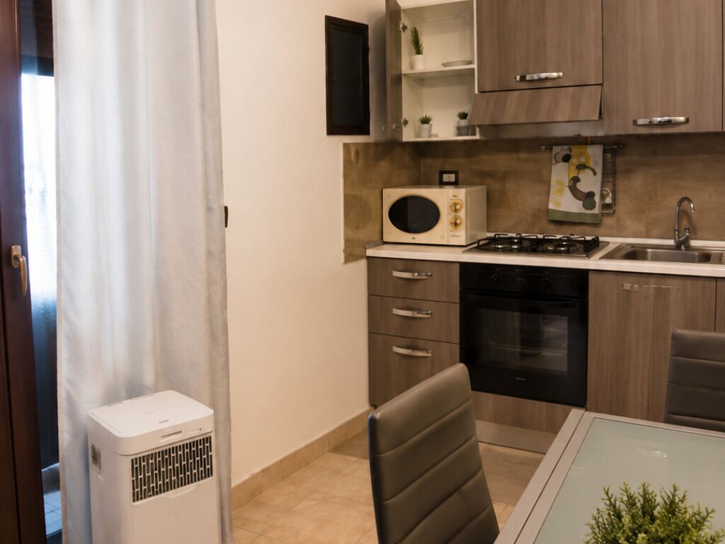 Fridge, microwave, electric kettle, toaster