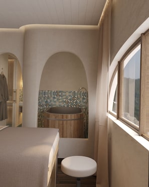 A modern bathroom with a bathtub, a toilet, and a shower area. - The Myst Sapa Resort (Sa Pa)