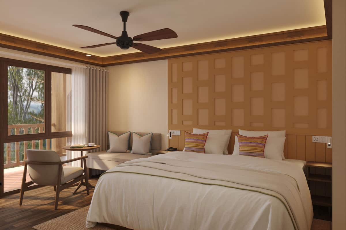 Habitación superior con 1 cama matrimonial o 2 individuales, vista al jardín | Wifi gratis 