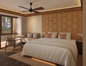 Habitación superior con 1 cama matrimonial o 2 individuales, vista al jardín | Wifi gratis 