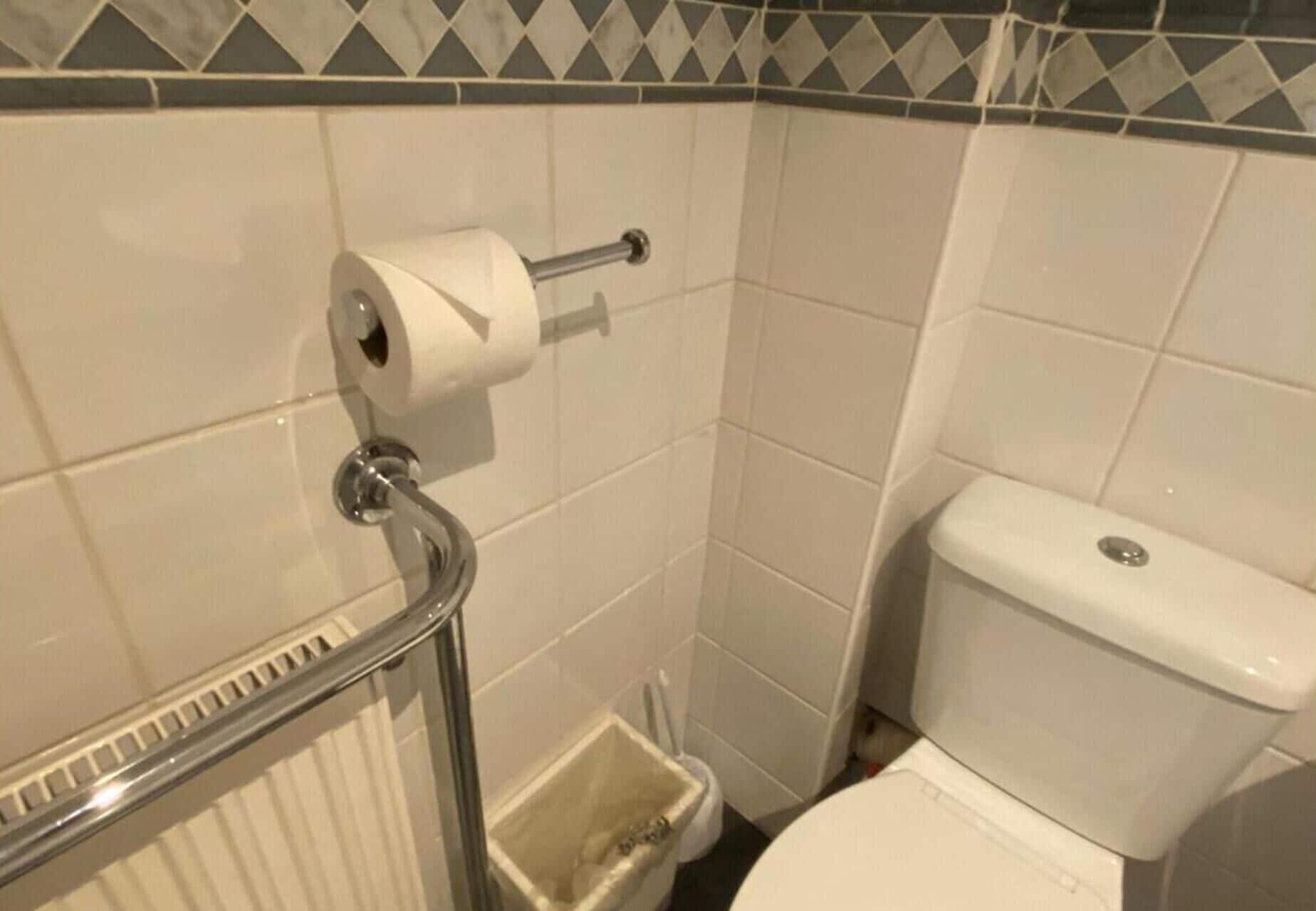 Separate bathtub and shower, deep-soaking bathtub, hair dryer, towels