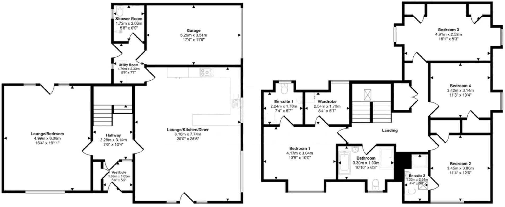 Plano de planta que muestra un salón-dormitorio, cuarto de servicio, baño, garaje y una zona de distribución.